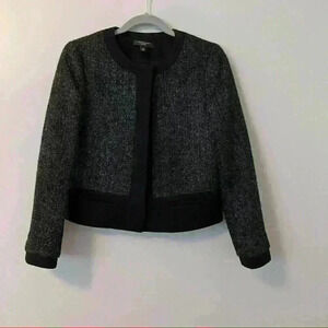 Ann Taylor Shiny Black Wool Blend Jacket Size 6P